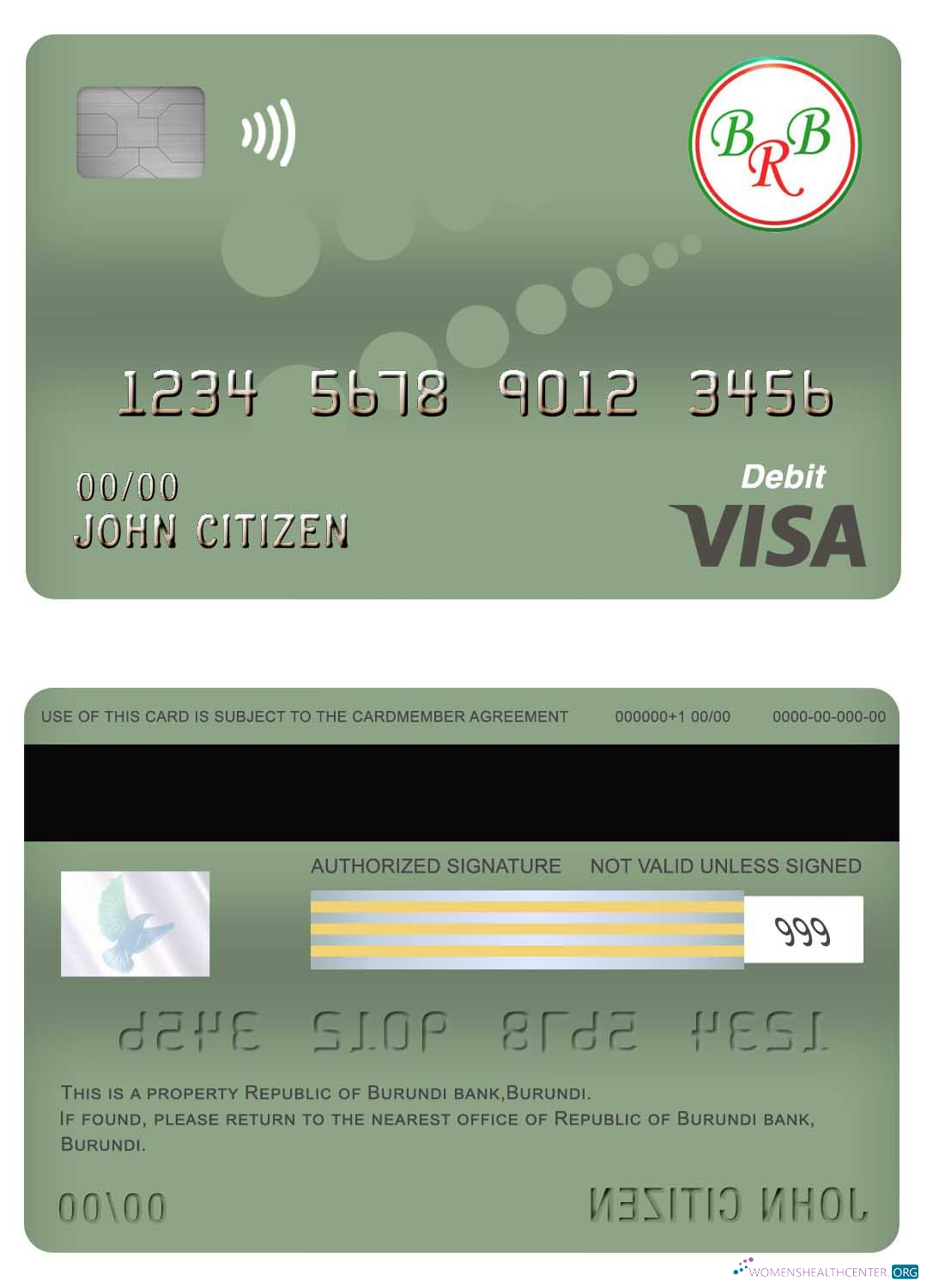 Download Burundi bank of the republic of burundi visa debit card Photoshop template